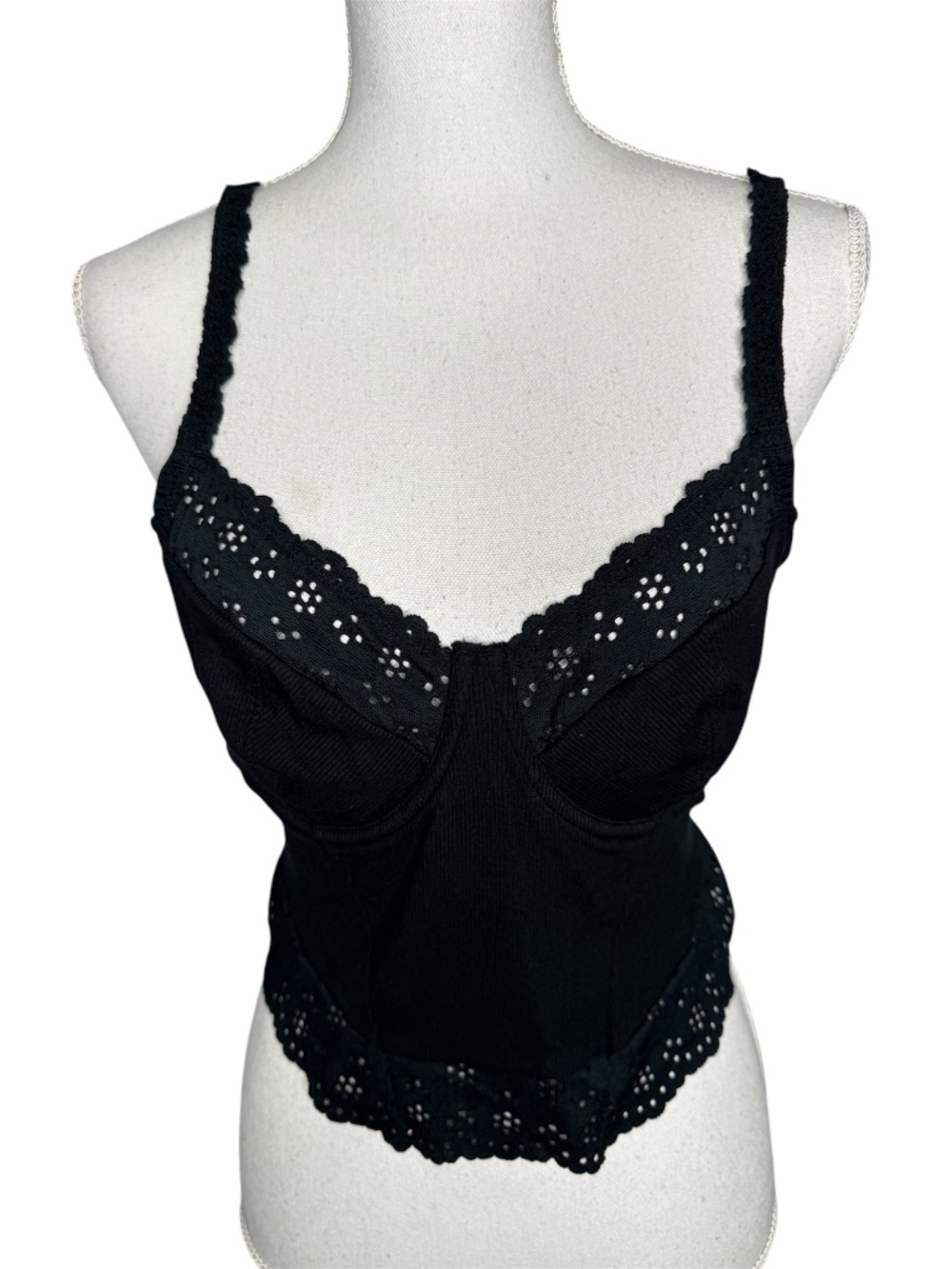 Colsie  Black Side Lace Up Knit Corset Bralette tank Bra Size XL